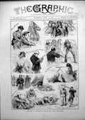 Old Print Camp Wimledon Sketches Lady Practising Target Evening Bar 1873 19th
