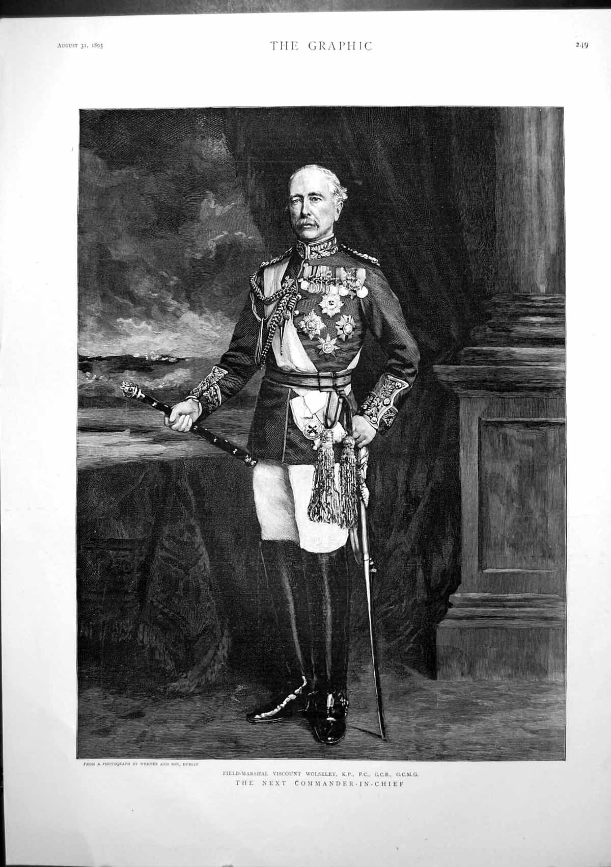 Antique Print Next Commander In Chief Field Marshal Viscount Wolseley 1895 19th