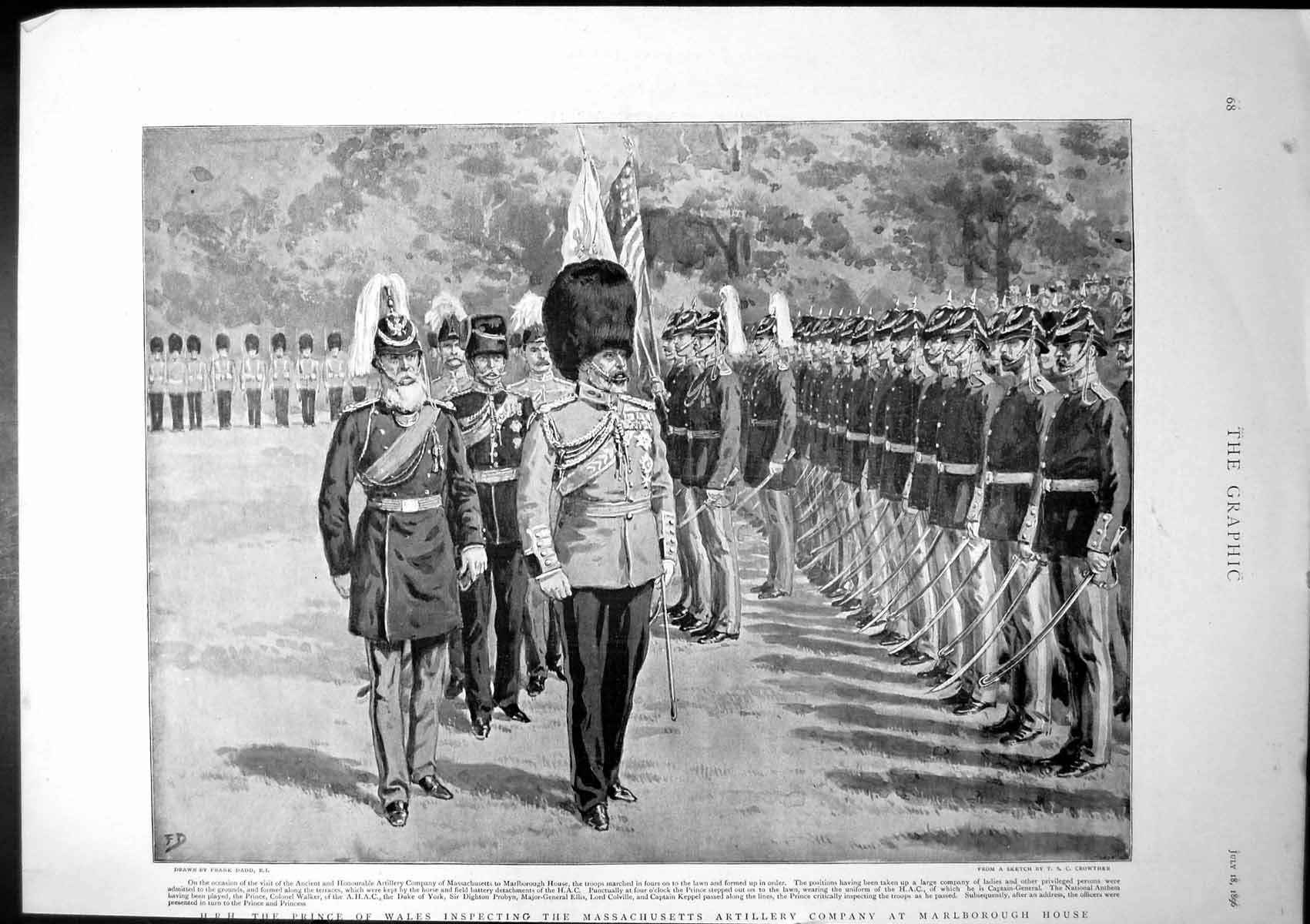 Old Print Prince Wales Massachusetts Artillery Co Marlborough House 1896 19th