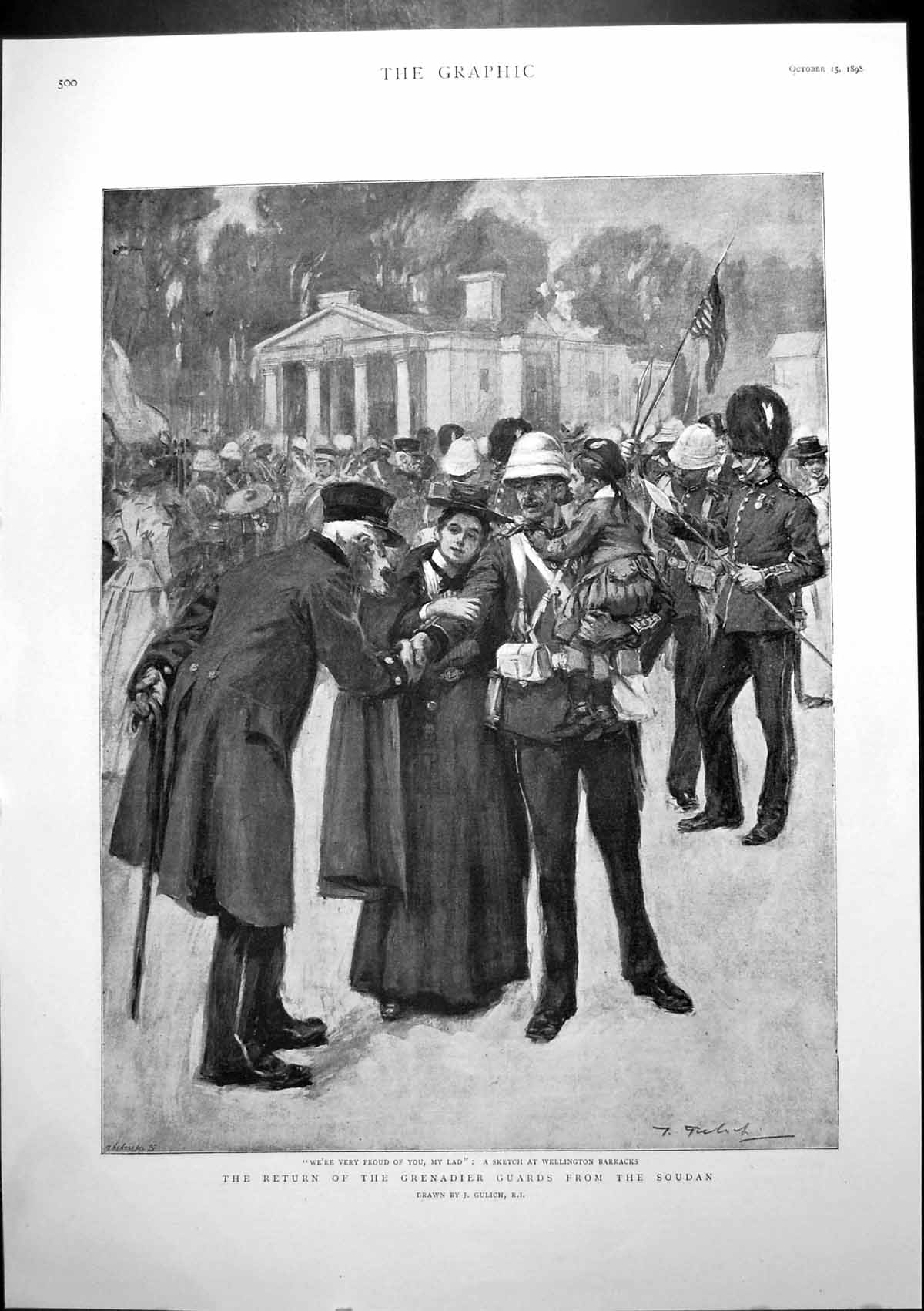 Antique Print Return Grenadier Guards From Soudan Wellington Barracks 1898 19th