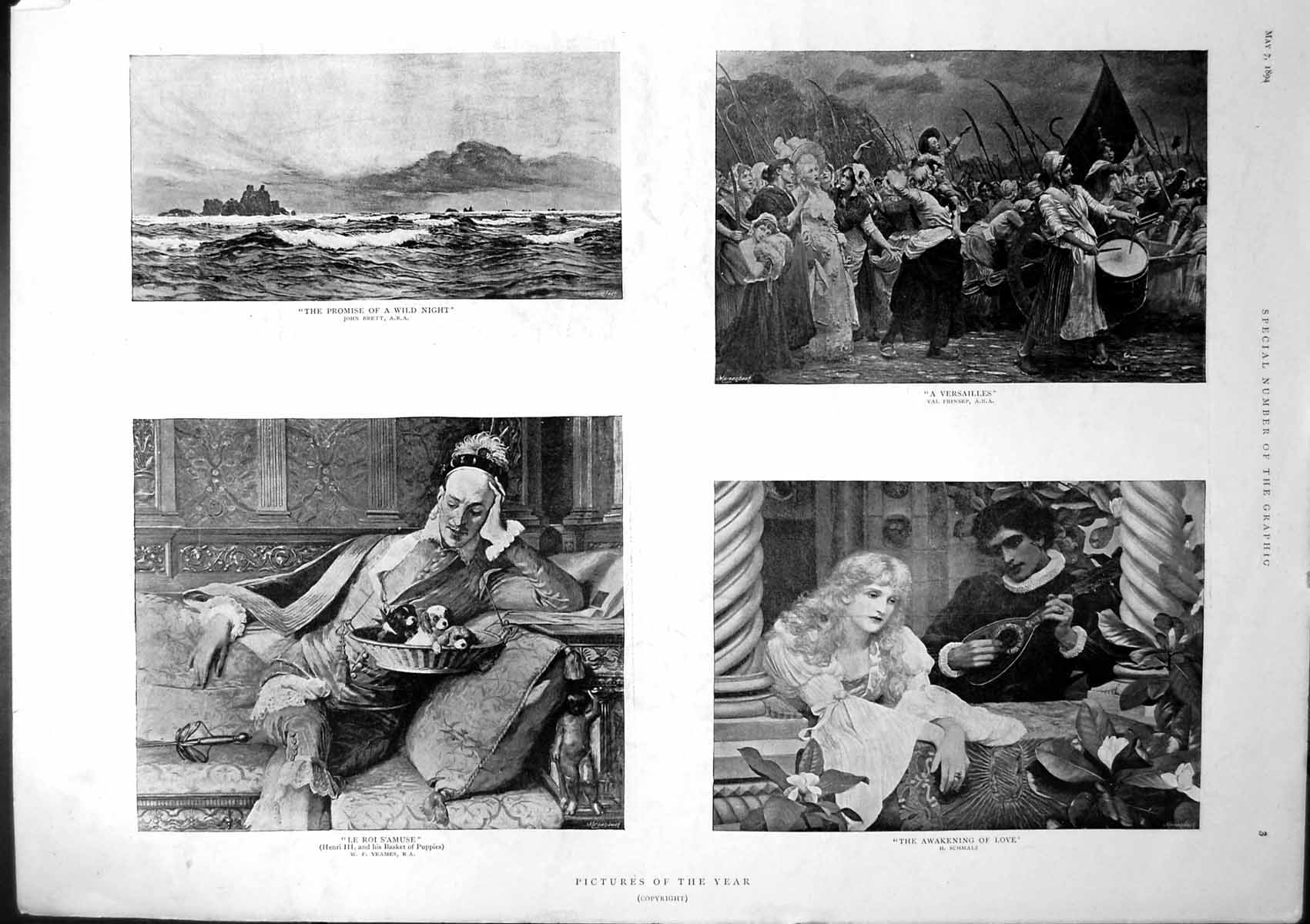 Antique Print Pictures Versailles Awakening Love Autumn Mrs We Lawrie 1894 19th
