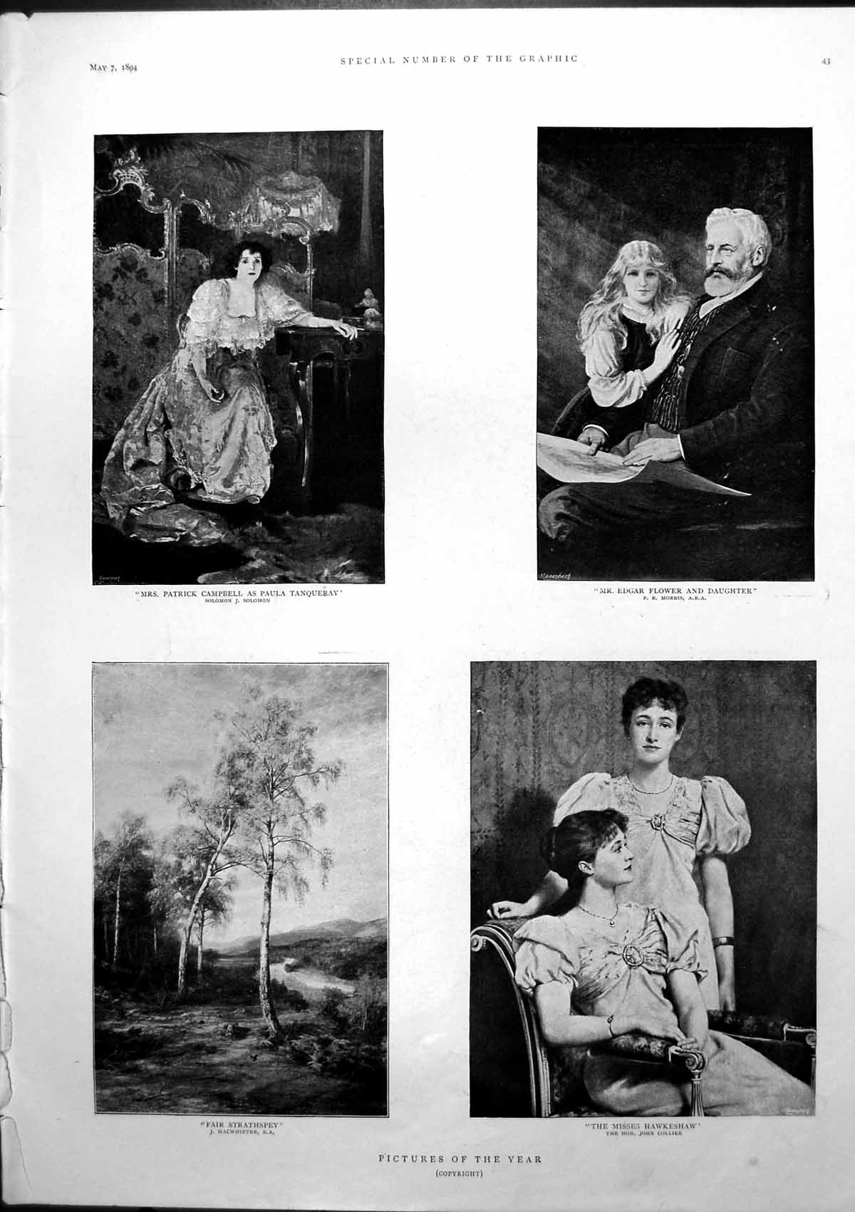 Antique Print Pictures Edgar Flower Daughter Misses Hawkeshaw Disciple 1894