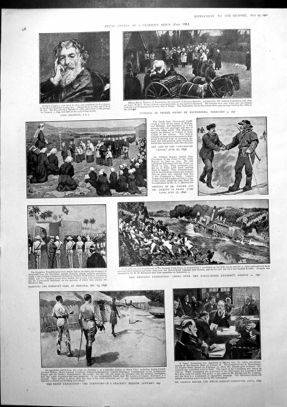 Antique Old Print Lord Leighton Benin Expedition Opening Tower Bridge 1901 20th