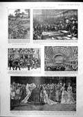 Old Print Queen Peoples Palace Rioting London Rescue General Gordon 1901 20th