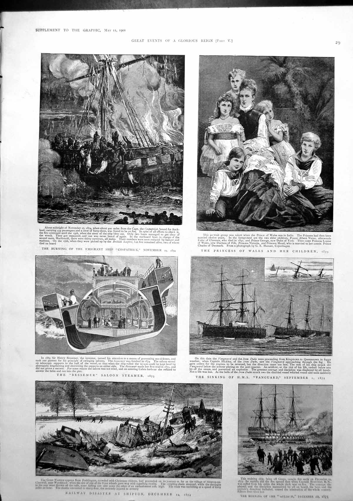 Old Railway Disaster Shipton Princess Wales Children Prince India 190 20th