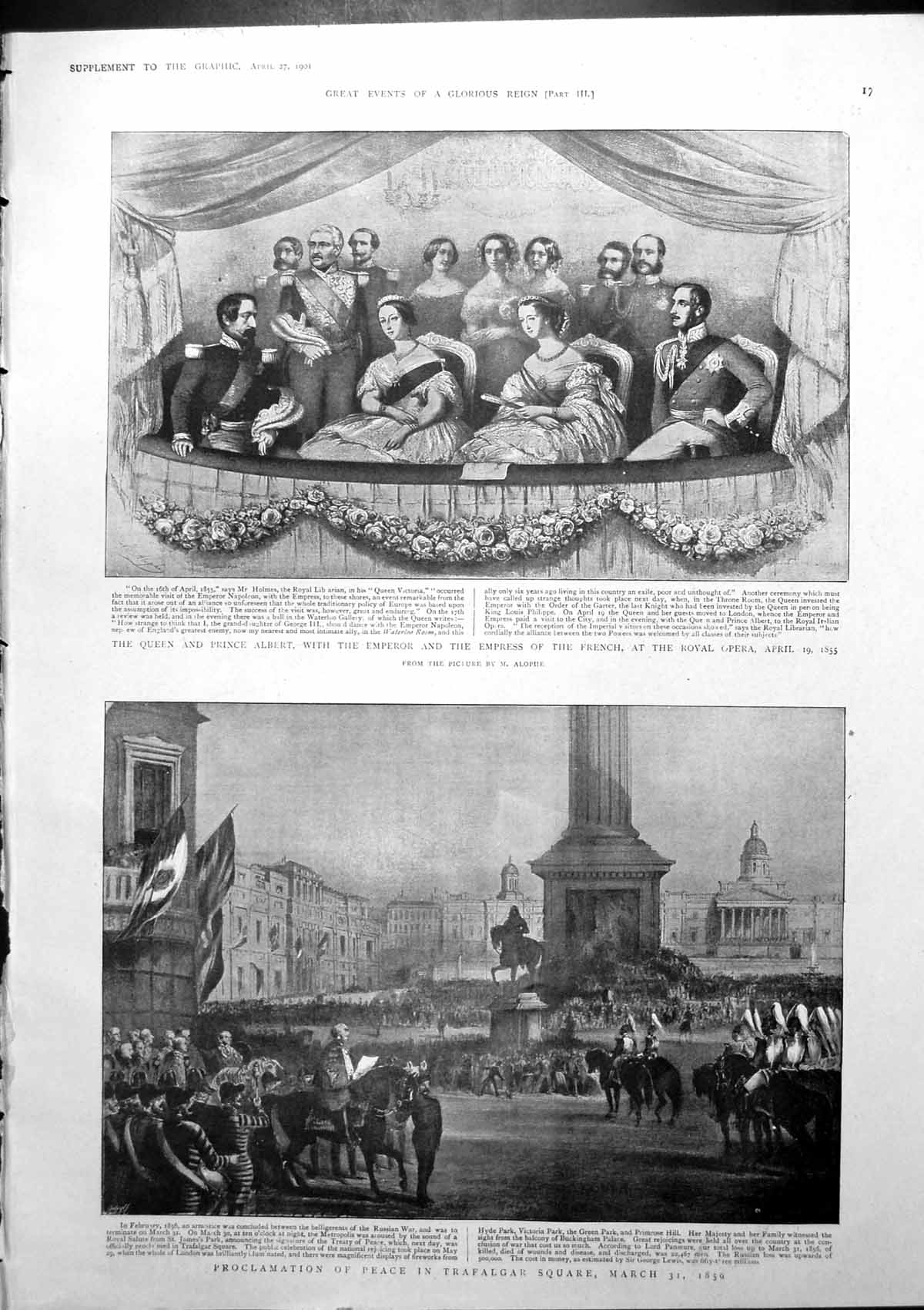 Antique Old Print Proclamation Peace Trafalgar Square Massacre Cawnpore 1901