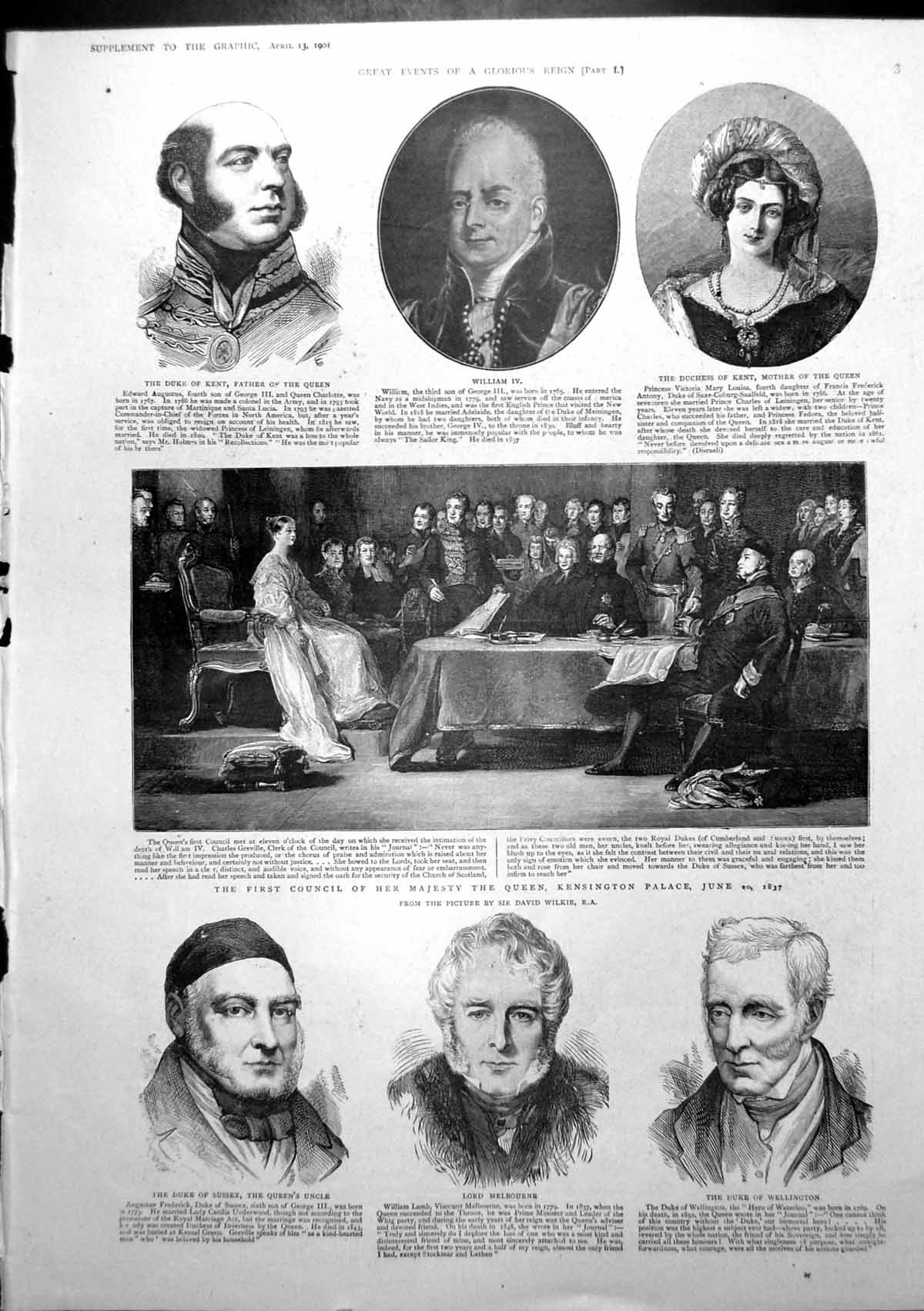 Antique Old Print Duke Duchess Kent Duke Sussex Royal Banquet Guildhall 1901