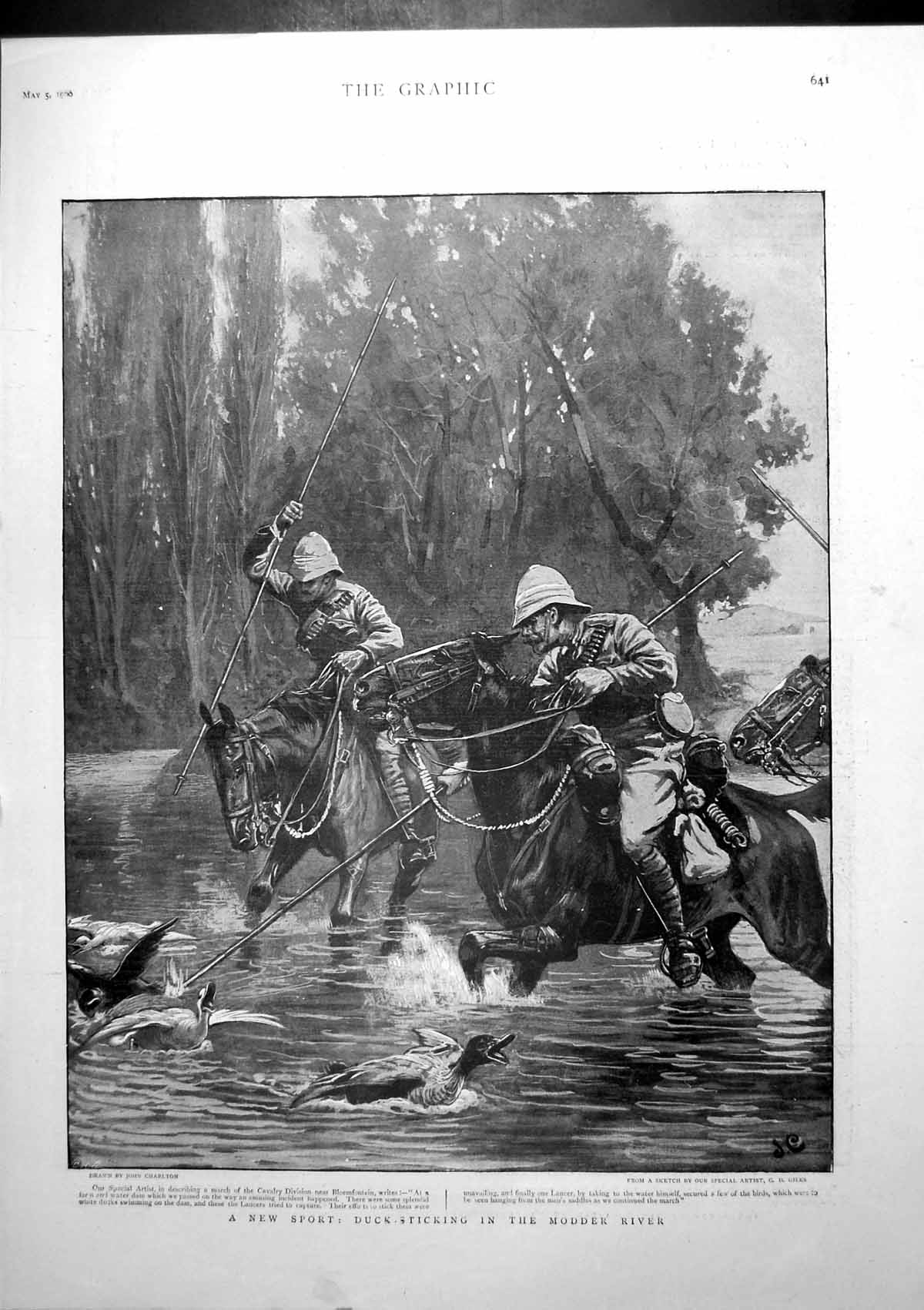 Antique Print Duck Sticking Modder River Disaster Magersfontein Boers 1900 20th