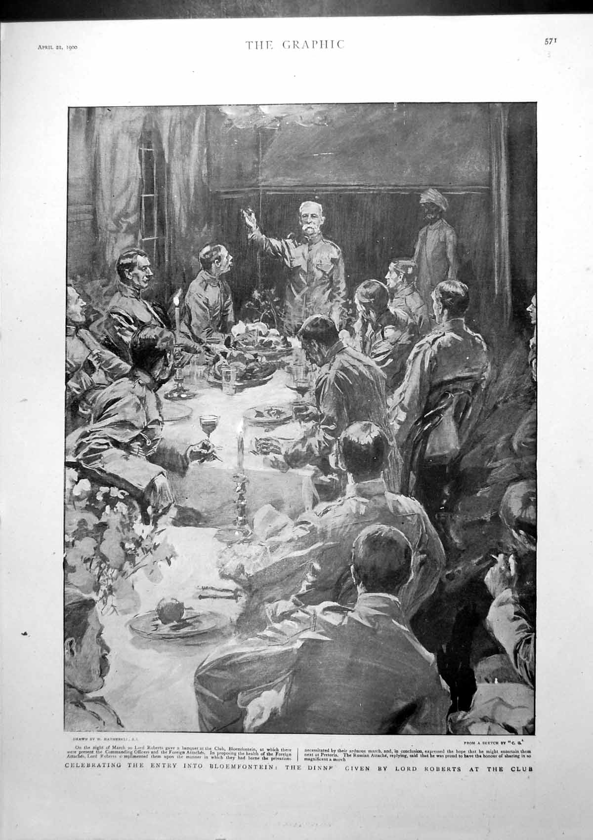 Antique Print Entry Bloemfontein Lord Roberts Dinner M Rostand Author 1900 20th