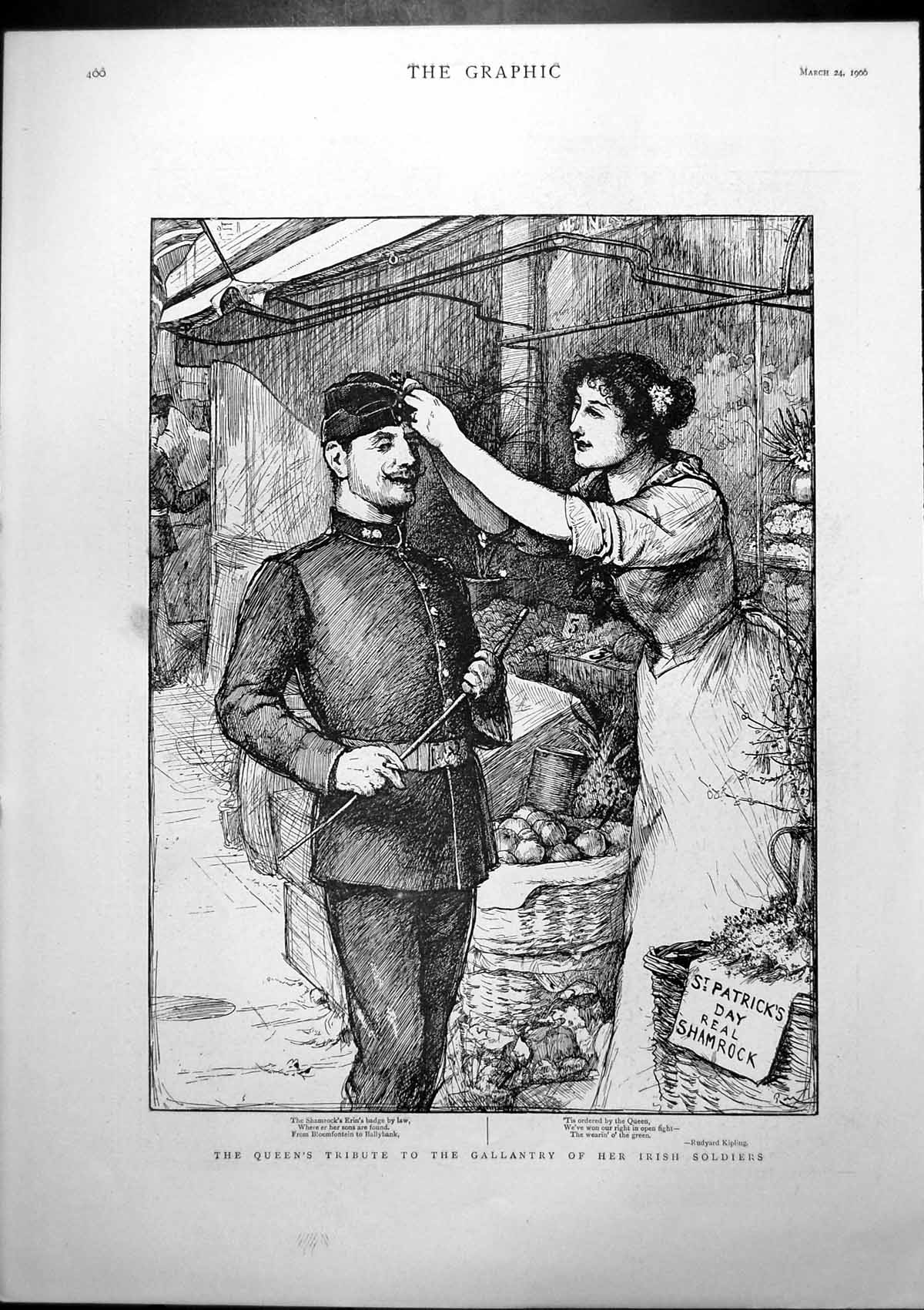 Antique Old Print Queens Tribute Irish Siers General Cronjes Last Move 1900