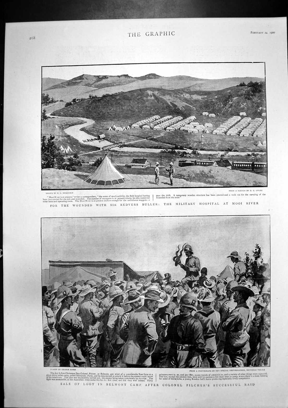 Antique Print Mr Chamberlain Jameson Raid Military Hospital Mooi River 1900