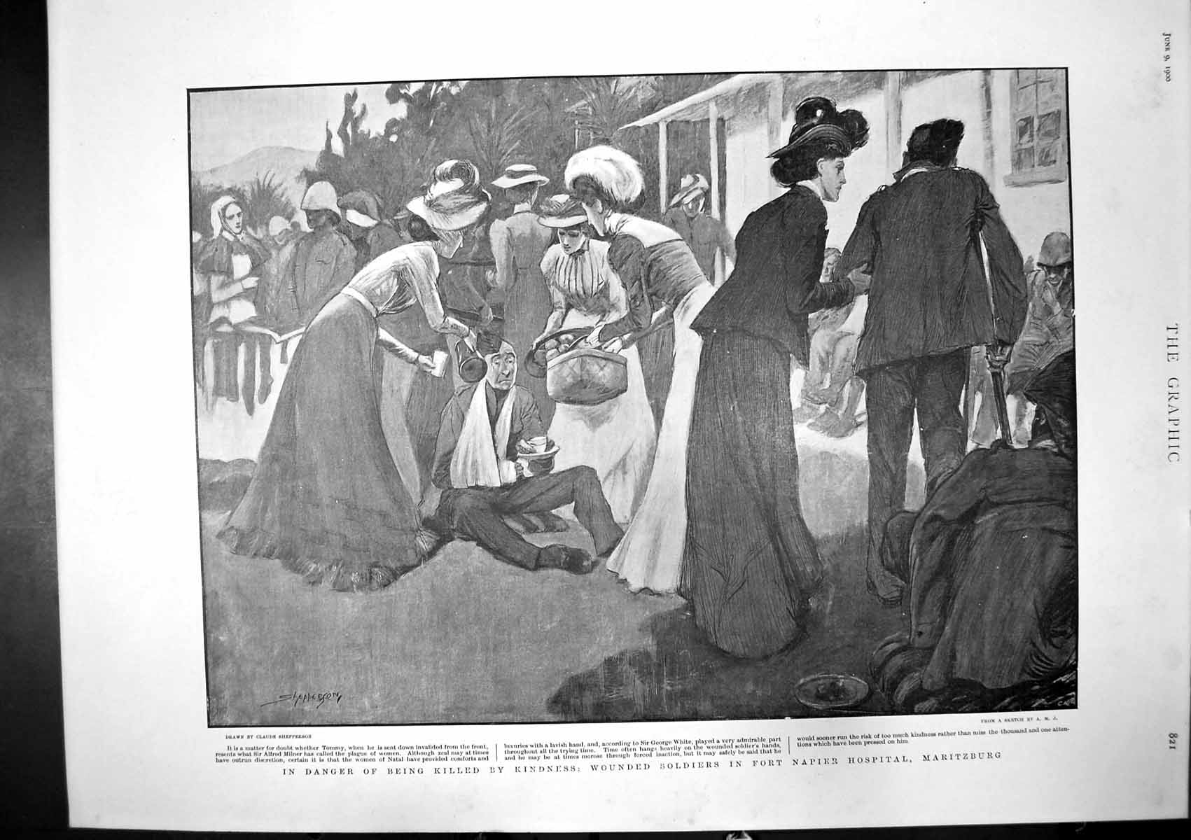 Antique Print Wounded Siers Hospital Maritzburg Eclipse Sun Santa Pola 1900