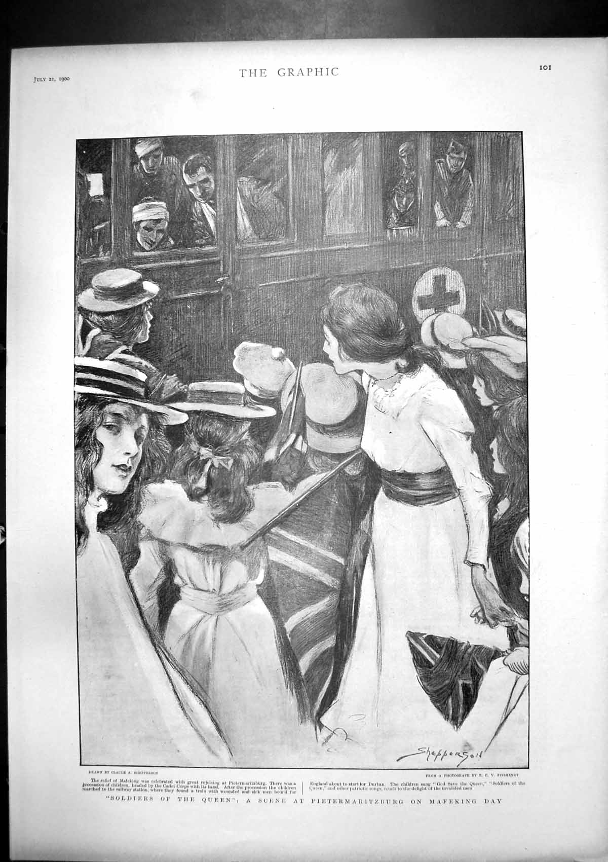 Old Print Siers Queen Mafeking Day National Rifle Association Bisley 190 20th