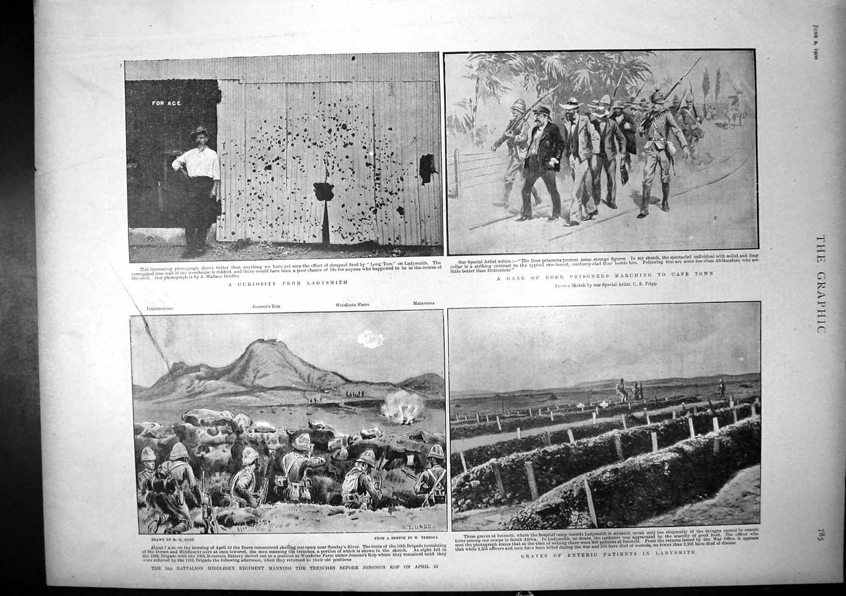 Old Print Boer Prisoners March Cape Town Portsmouth Queens Birthday 1900 20th