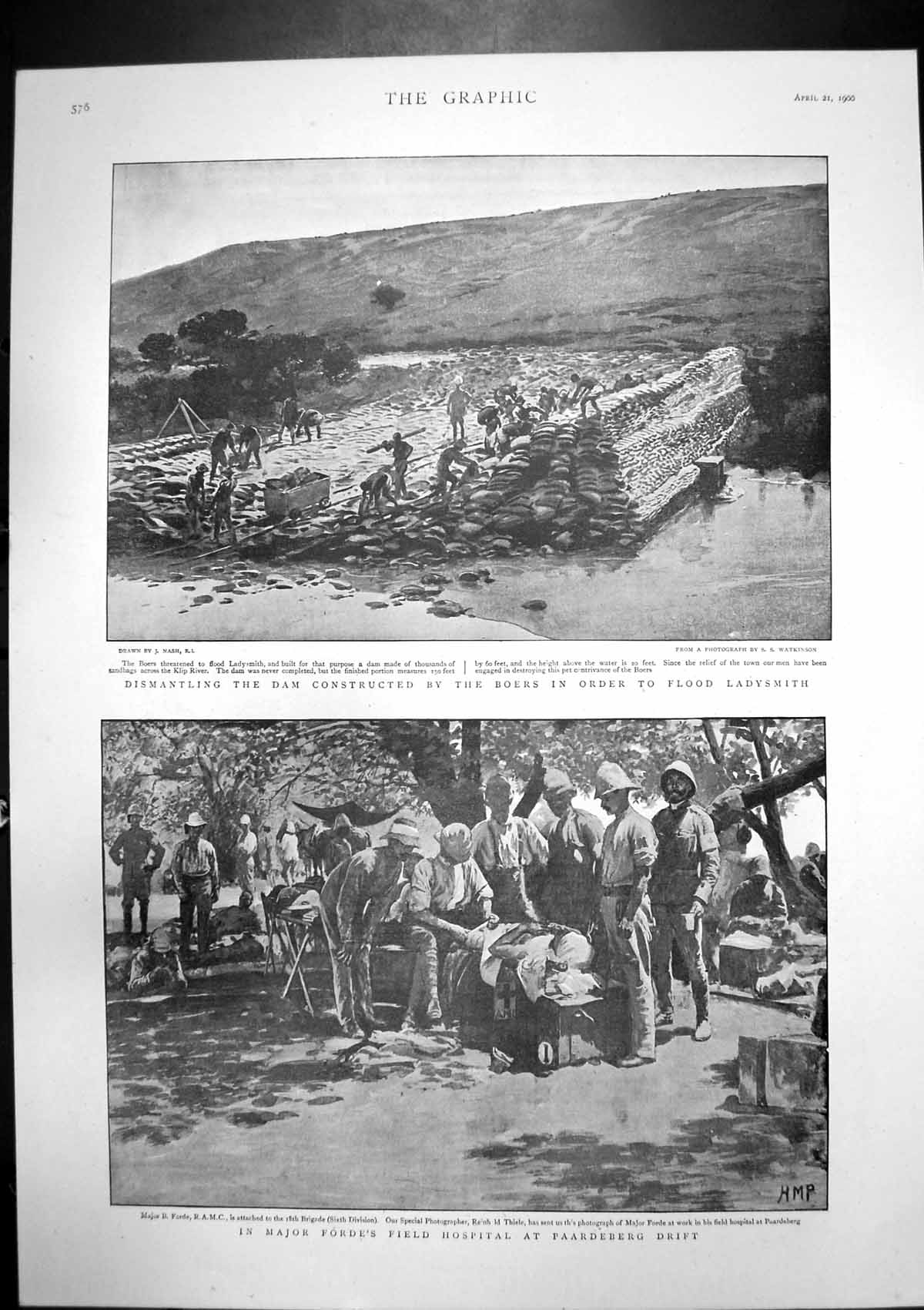Old Major Fordes Field Hospital Paardeberg Drift Dismantling Dam 1900 Victorian
