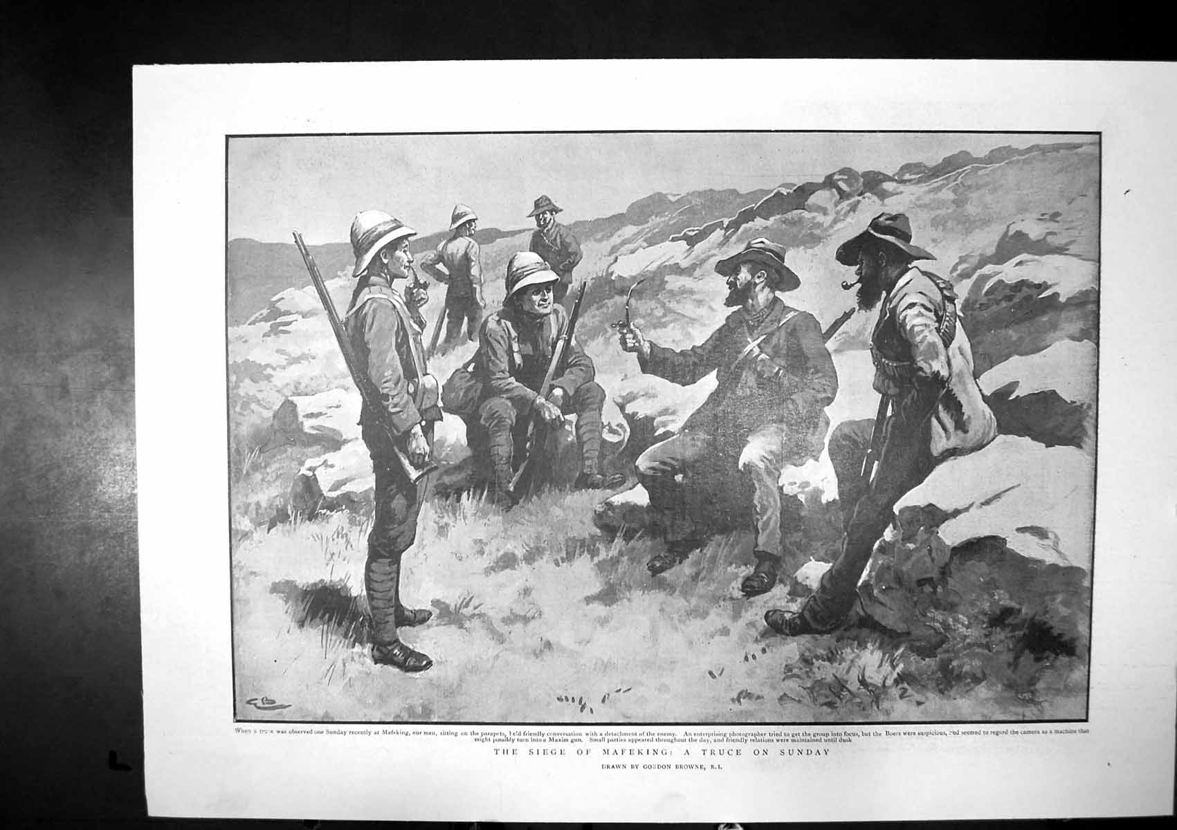 Antique Print Siege Mafeking Truce Sunday Death Donald Stewart Algiers 1900