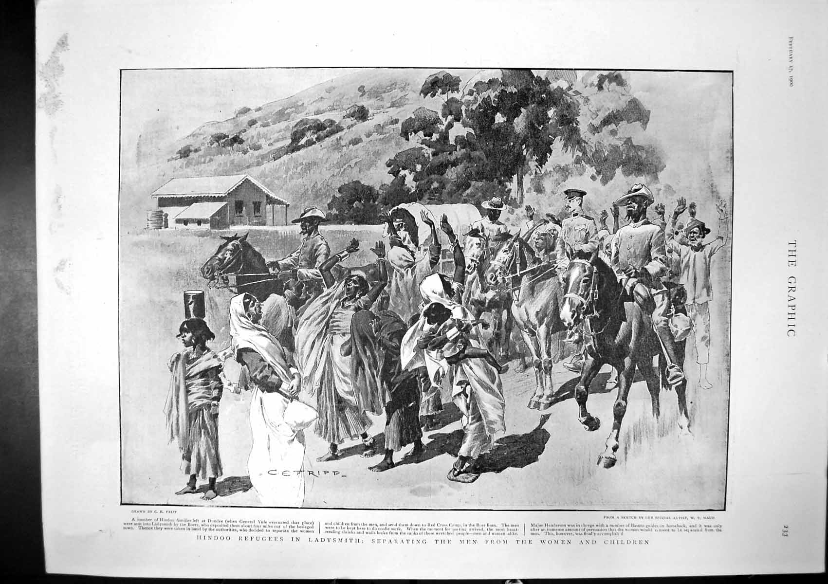 Old Print Hindoo Refugees Ladysmith Lord Methuens Force Modder River 1900 20th