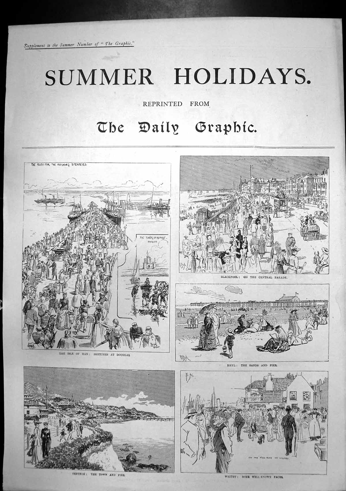 Old Summer Holidays Douglas Isle Man Rhyl Whitby Dover Ventnor C 1900 Victorian