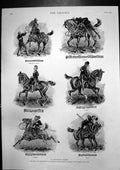 Old Antique Print Musical Ride Yeomanry Cavalry New Glasgow Art Club 1893 19th