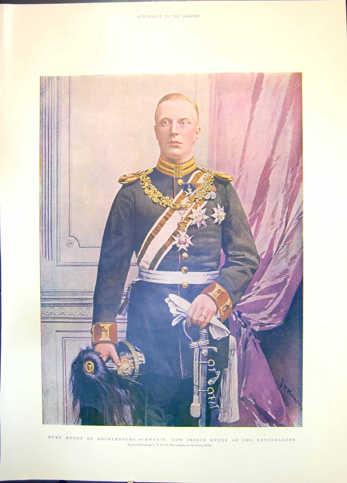 Antique Print Duke Henry Mecklenburg-Schwerin Prince Henry Netherlands 1901