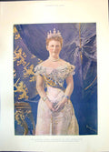 Original Old Antique Print Her Majesty Queen Wilhelmina Netherlands 1901 20th
