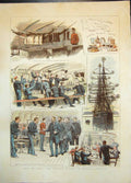 Antique Print Festive Season Foreign Service Gifts Santa Claus Dinner 1887 19th