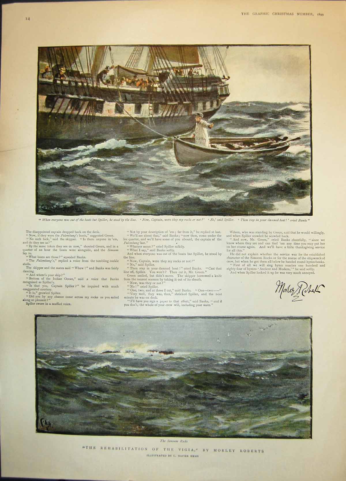 Old Antique Print Rehabilitation Vigia Simoom Rocks Morley Roberts 1899 19th