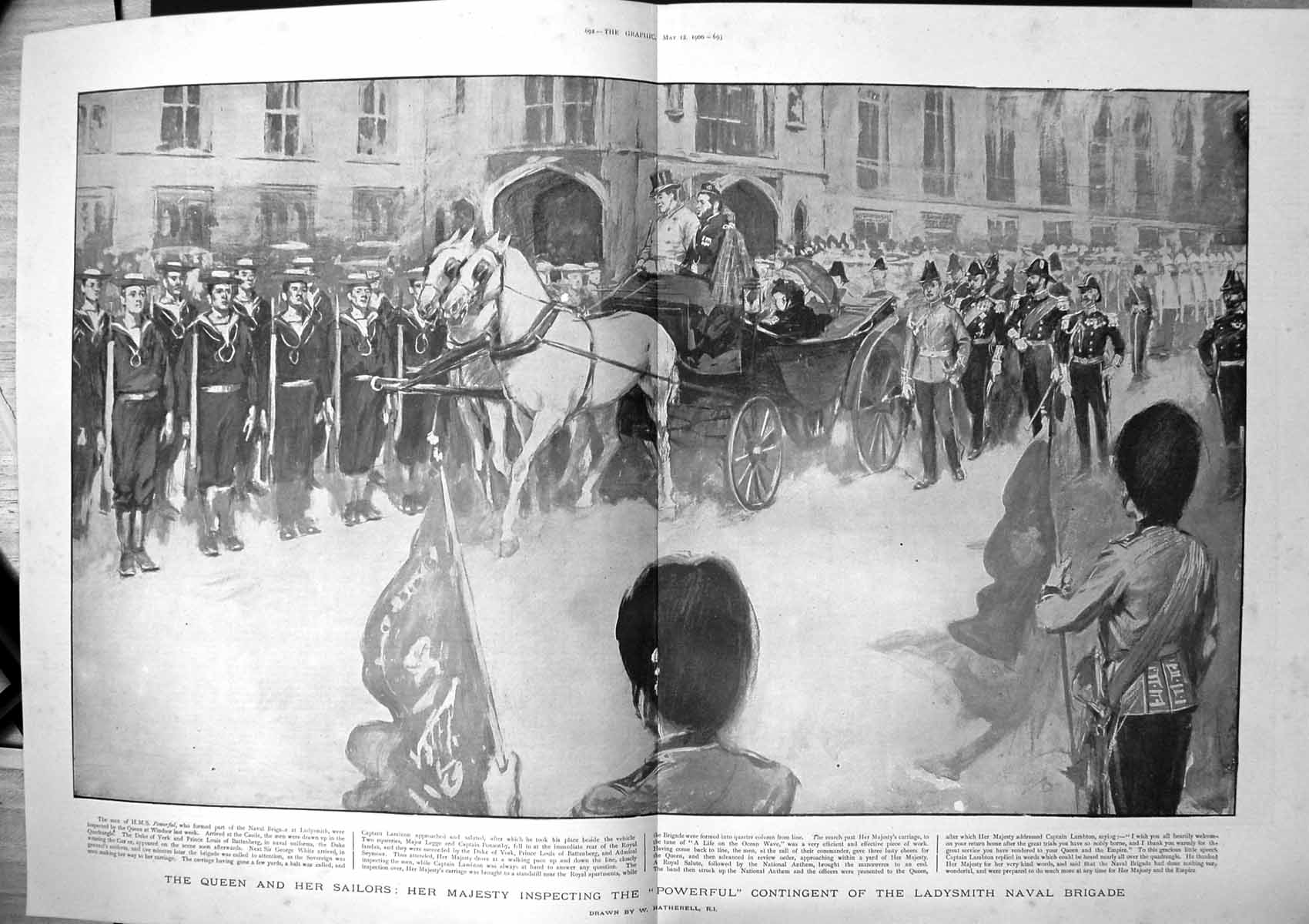 Old Queen Inspecting Powerful Contingent Ladysmith Naval Brigade 1900 Victorian