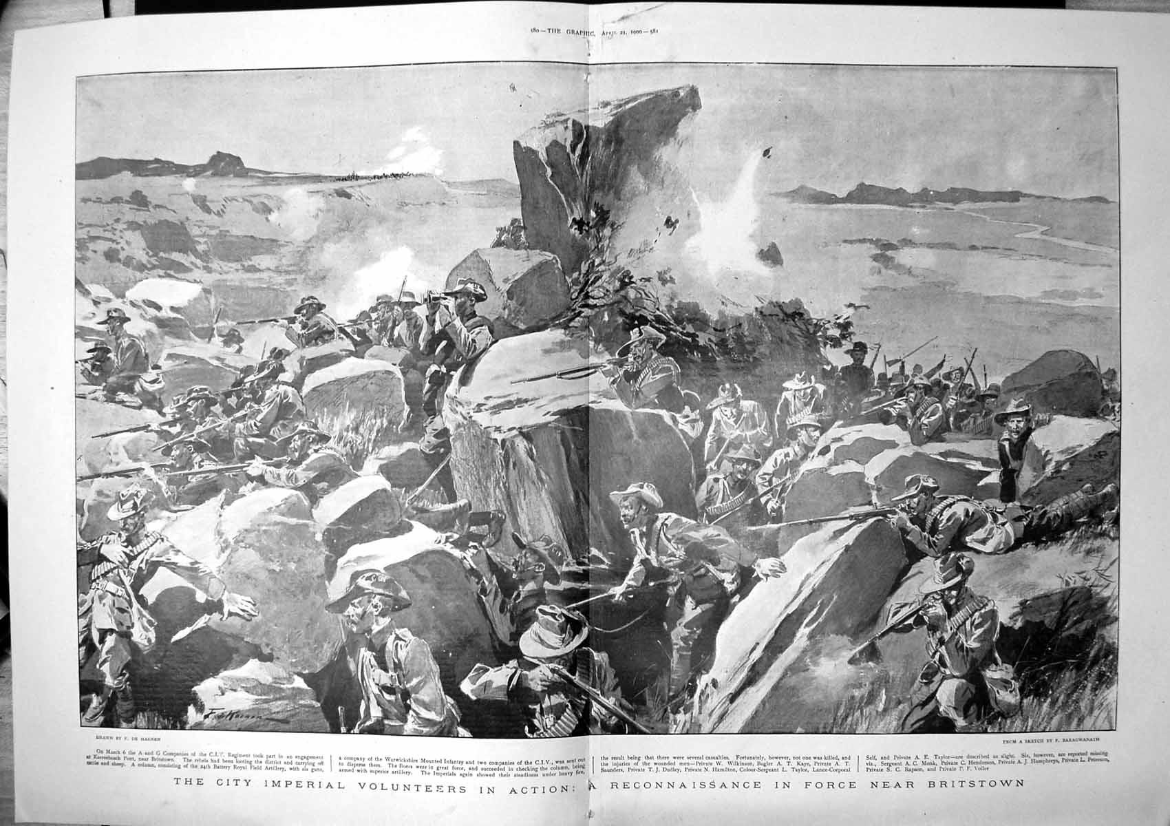 Antique Print City Imperial Volunteers Reconnaissaance Force Britstown 1900