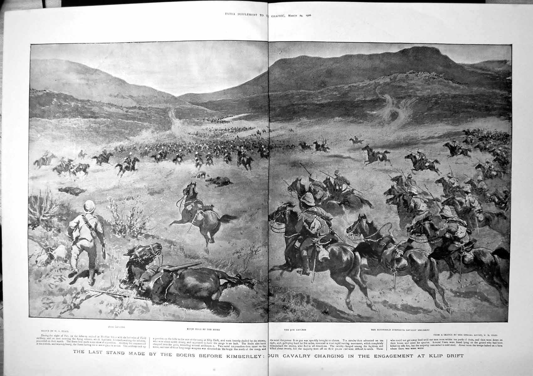 Old Last Stand Boers Before Kimberley Cavalry Charging Klip Drift 190 Victorian