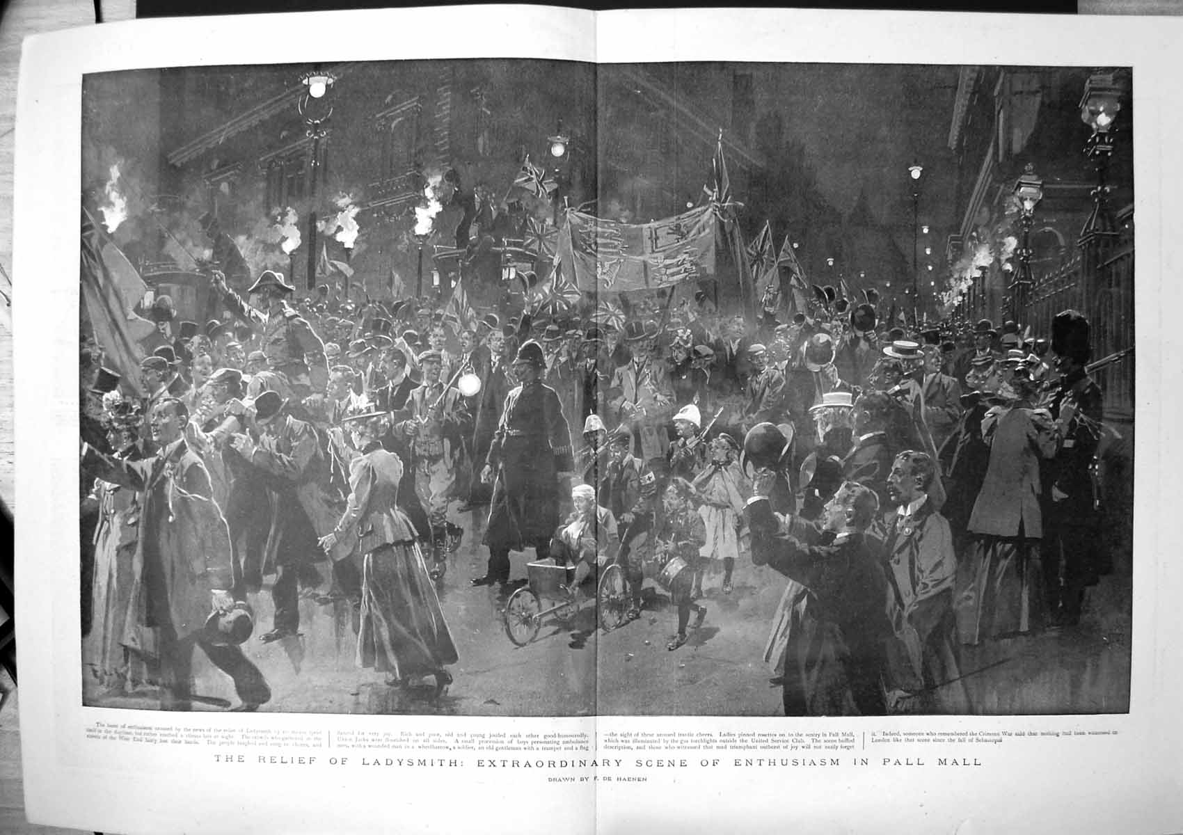 Old Print Relief Ladysmith Extraordinary Scene Enthusiasm Pall Mall 1900 20th