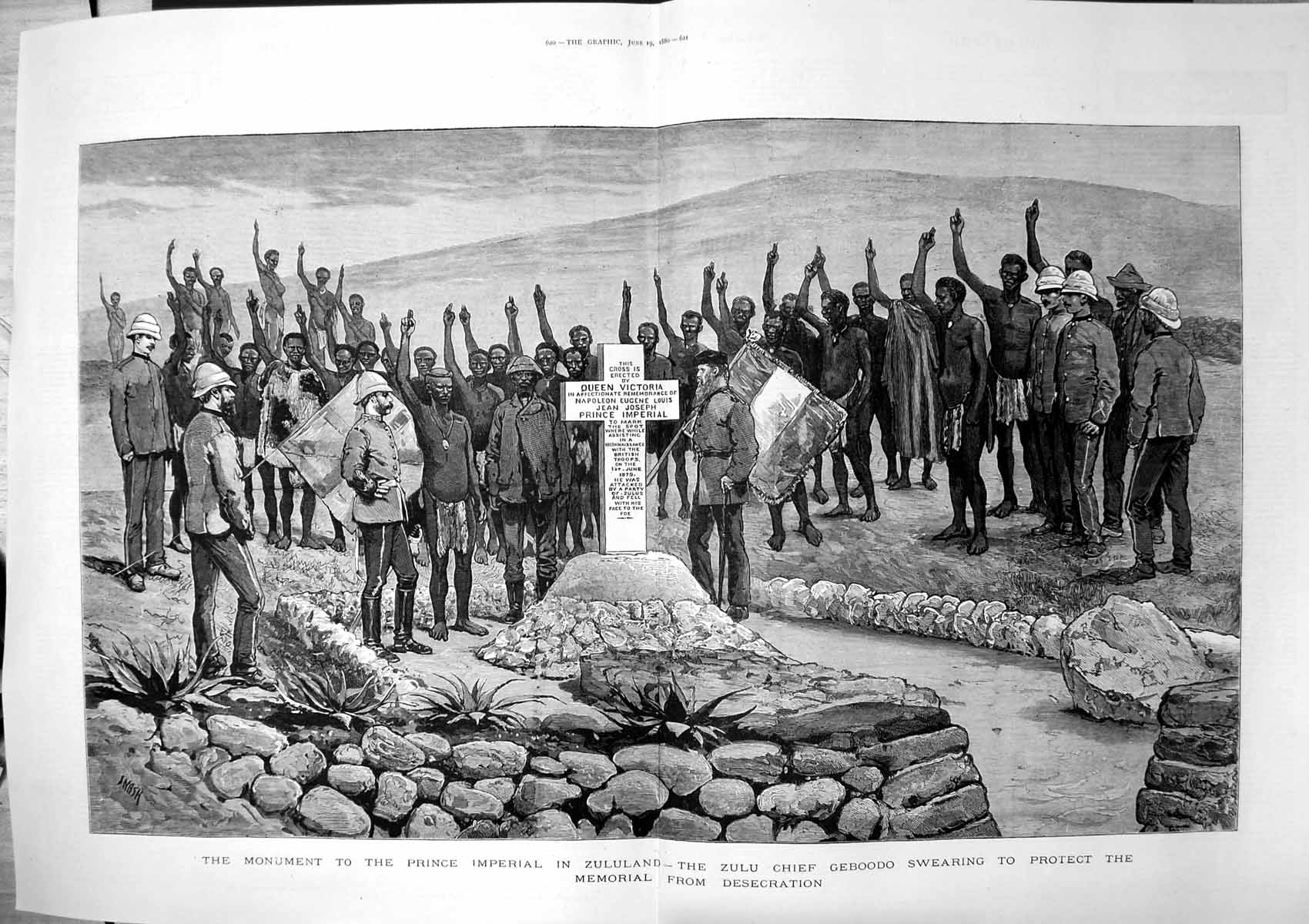 Old Zulu Chief Geboodo Swearing Protect Monument Prince Imperial 1880 Victorian