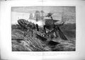 Antique Old Print Collision Between Ville De Havre Loch Earn Off Azores 1873