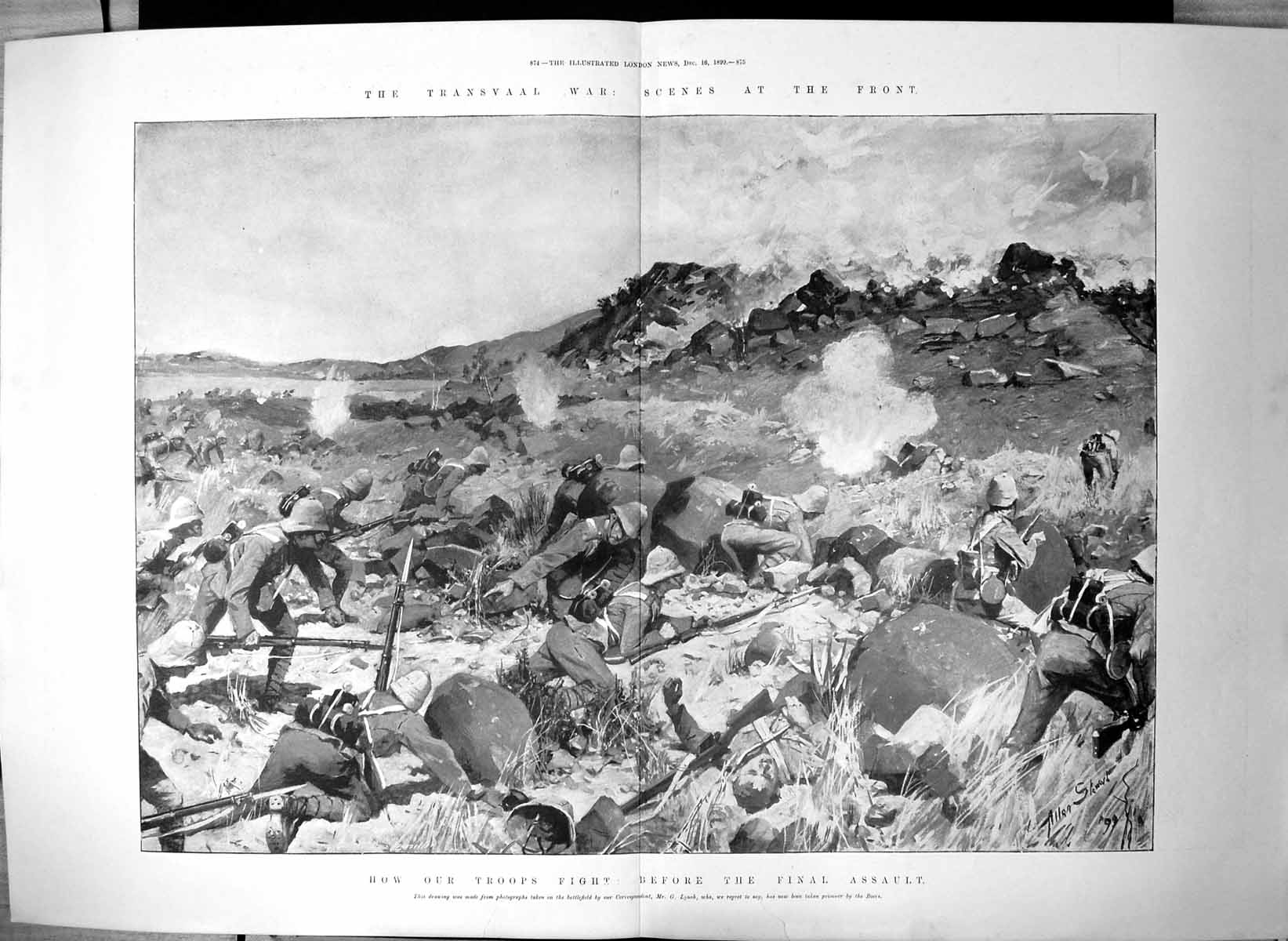 Antique Old Print Transvaal War How Troops Fight Before Final Assault 1899 19th