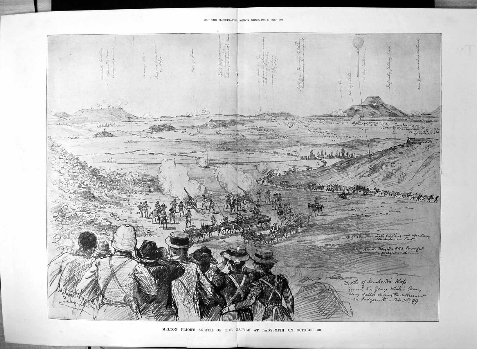 Antique Old Print Transvaal War Melton Priors Sketch Battle Ladysmith 1899 19th