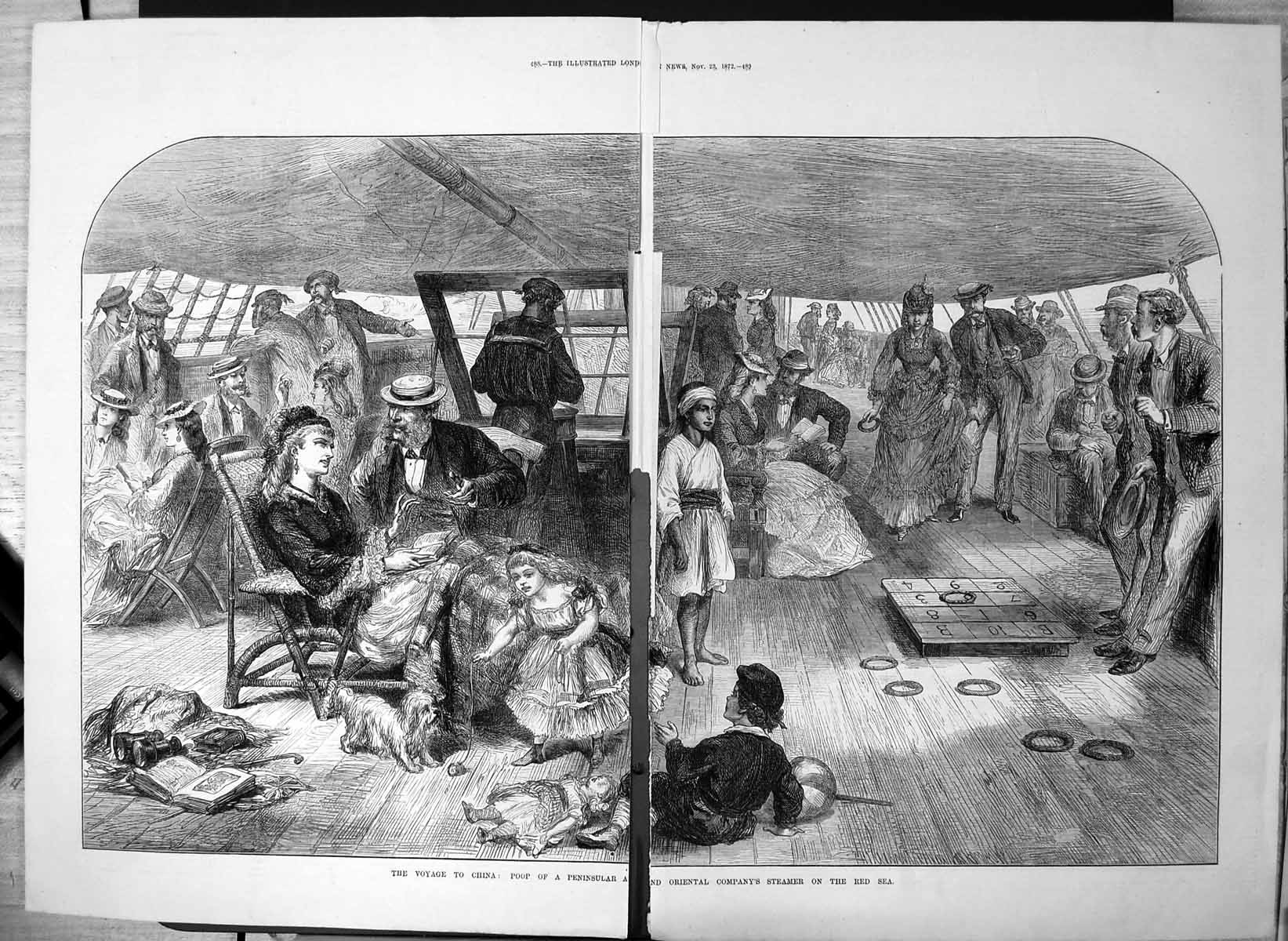 Old Voyage China Peninsular Oriental Co Steamer Red Sea 1872 Damaged Victorian