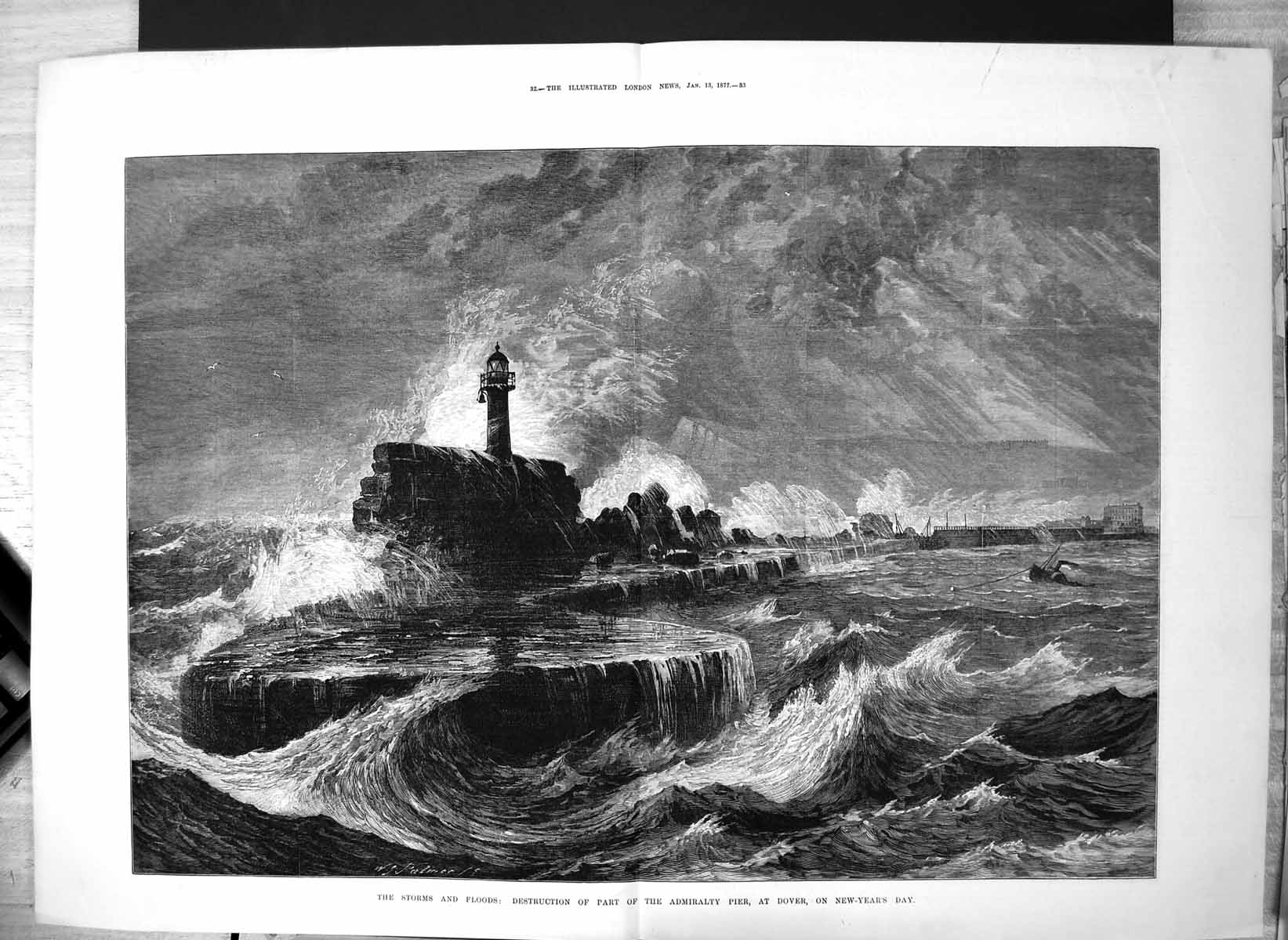 Old Storms Floods Destruction Admiralty Pier Dover New Years Day 1877 Victorian