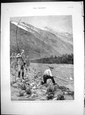 Old German Emperor'S Visit Norway Playing First Salmon en River 1890 Victorian