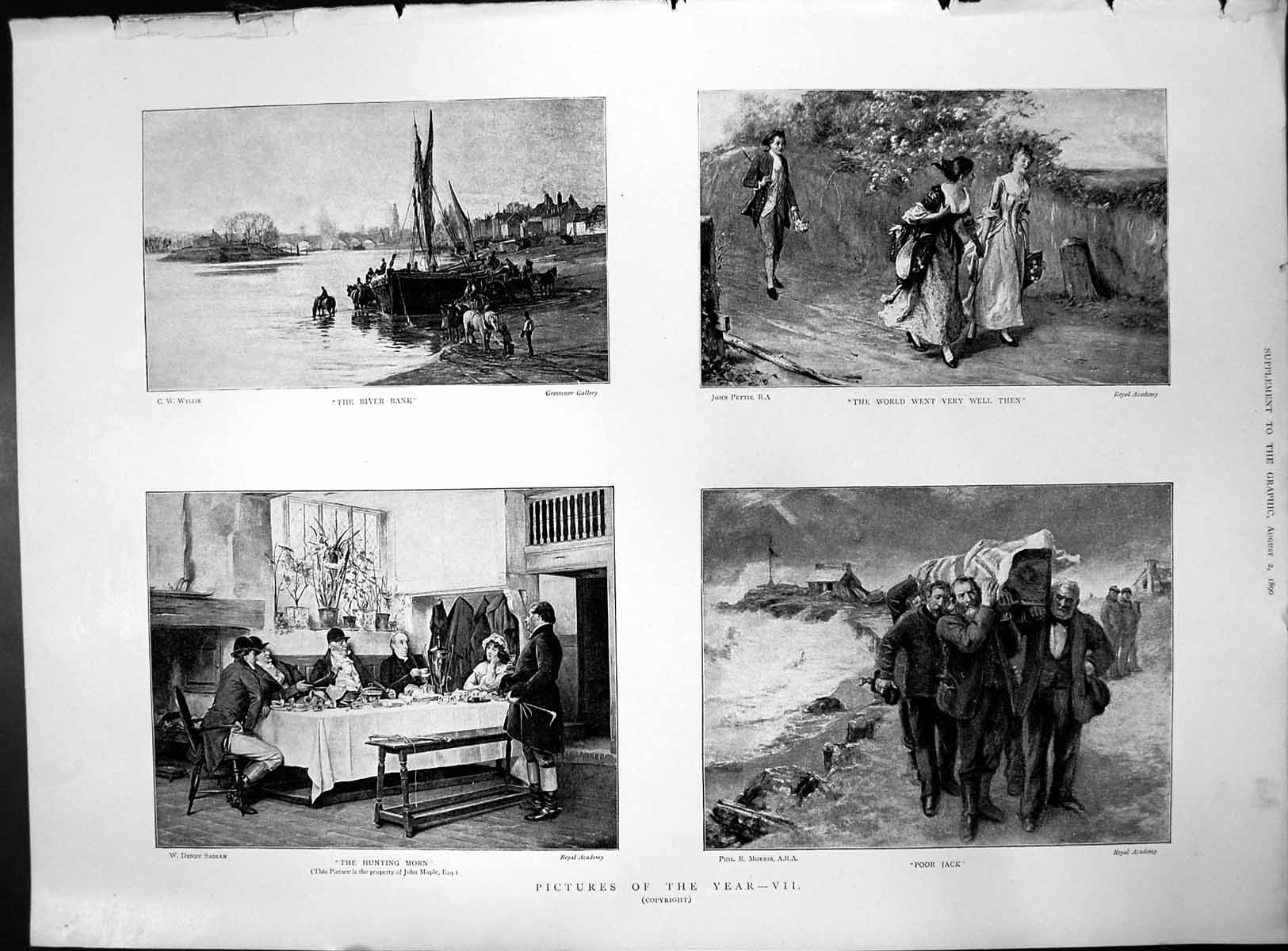 Print Pictures Year Vii River Bank Hunting Morn Poor Jack World Went Well 1890