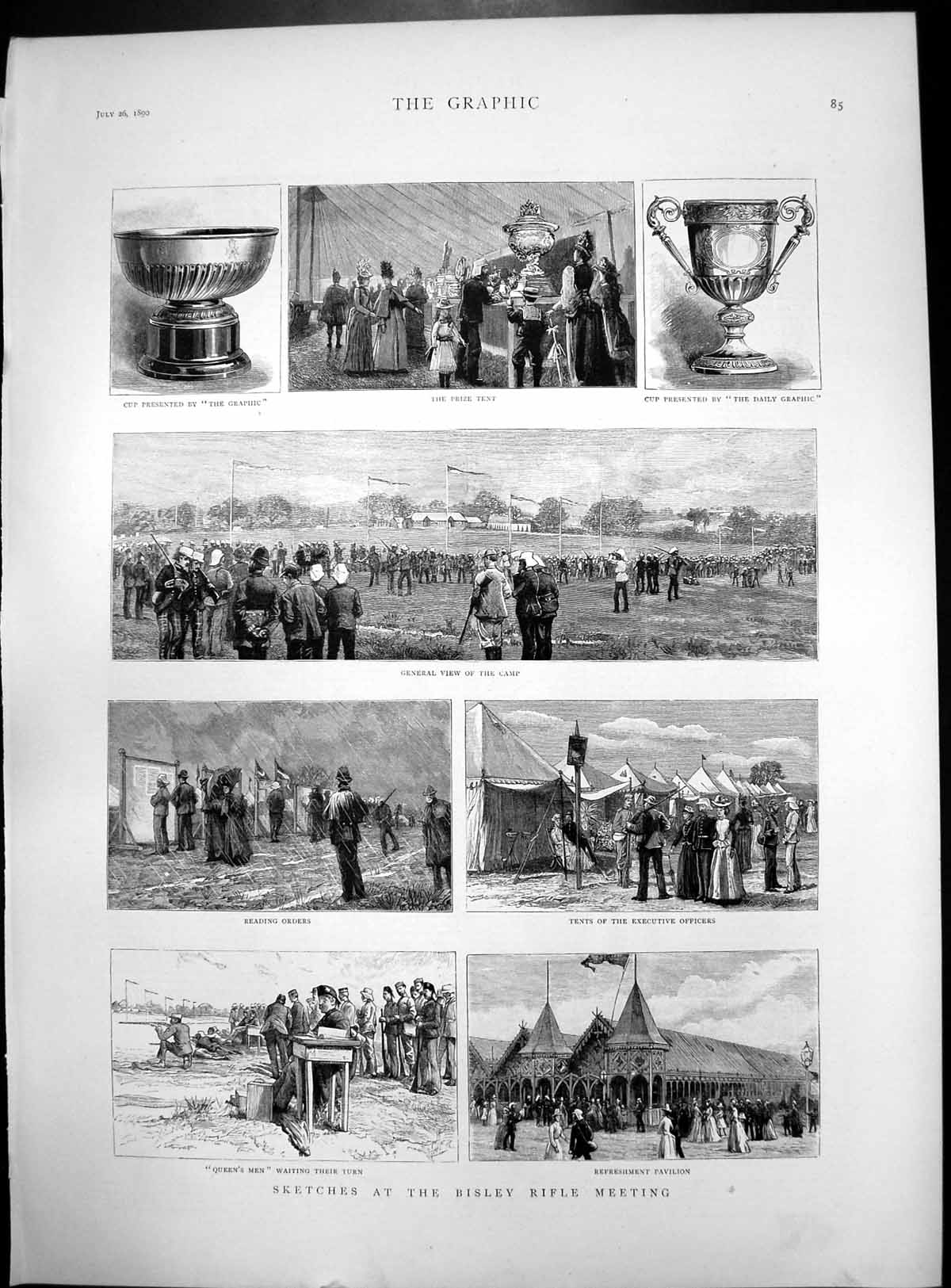 Old Sketches Bisley Rifle Meeting Cup Presented By Graphic Tents 1890 Victorian