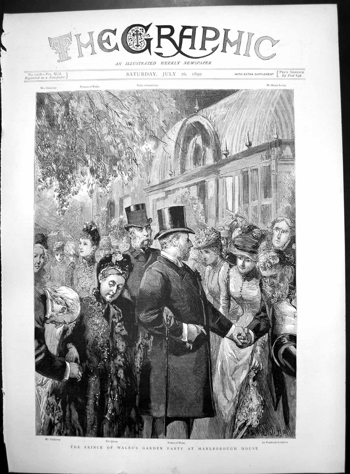 Old Prince Wale'S Garden Party Marlborough House Queen Gladstone 1890 Victorian
