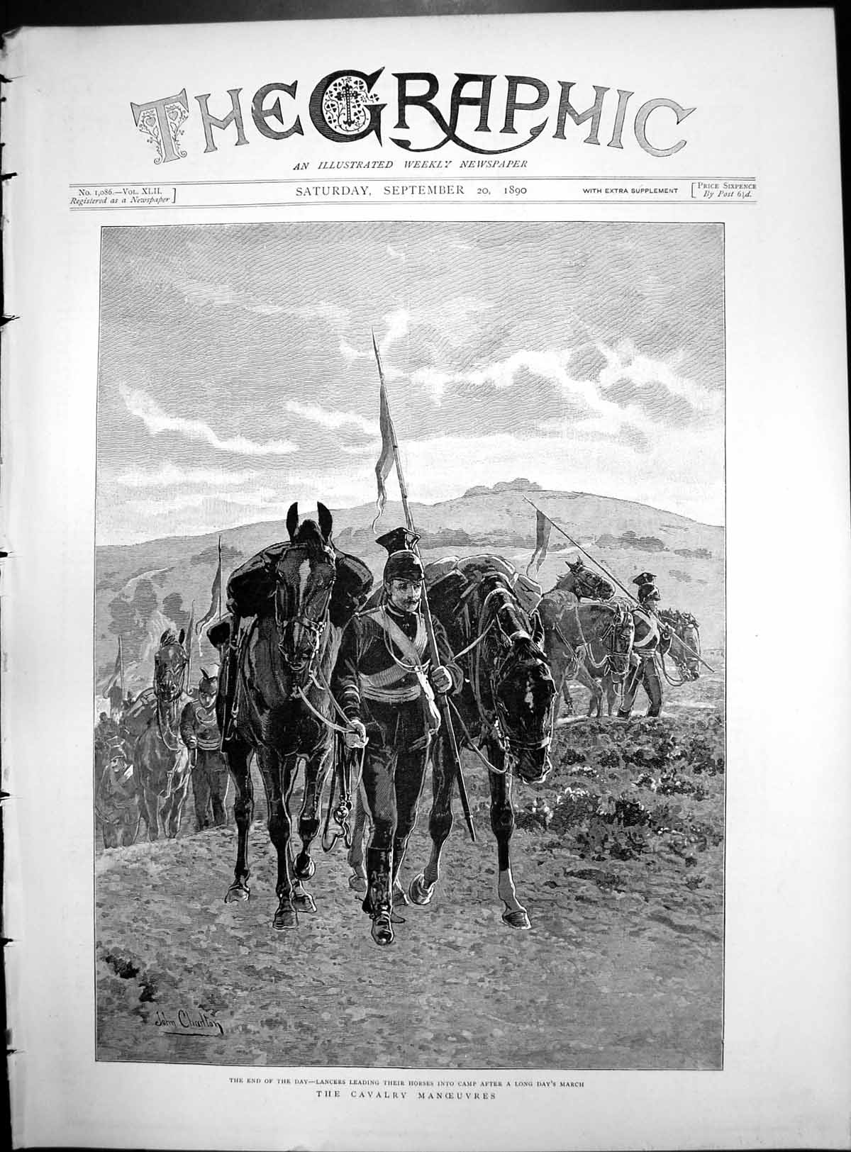 Old Cavalry Manoeuvres Lancers Leading Horses Camp Long Day March 1890 19th