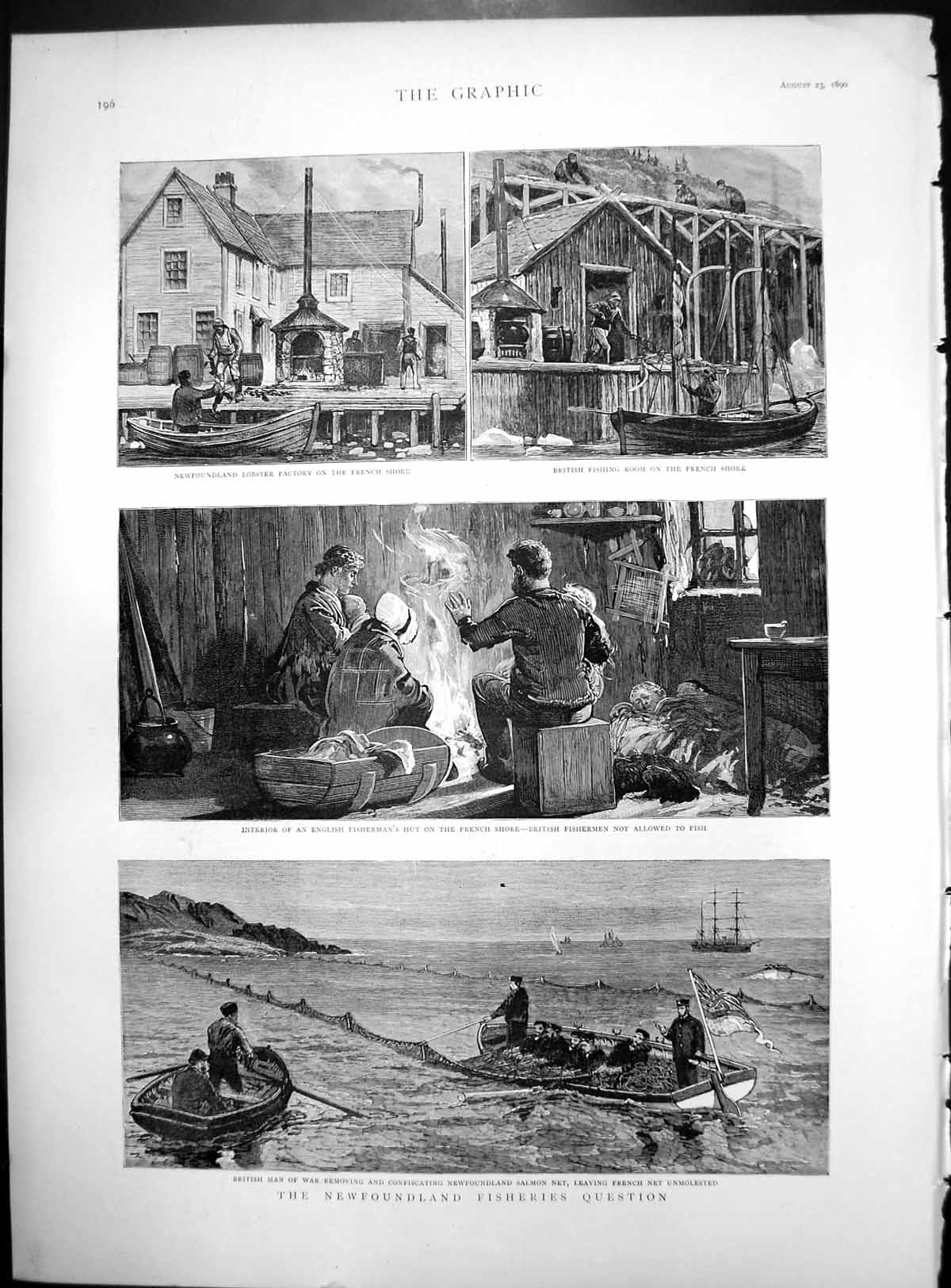 Old Newfoundland Fisheries Question Lobster Factory Huts Inside Out 1890 19th