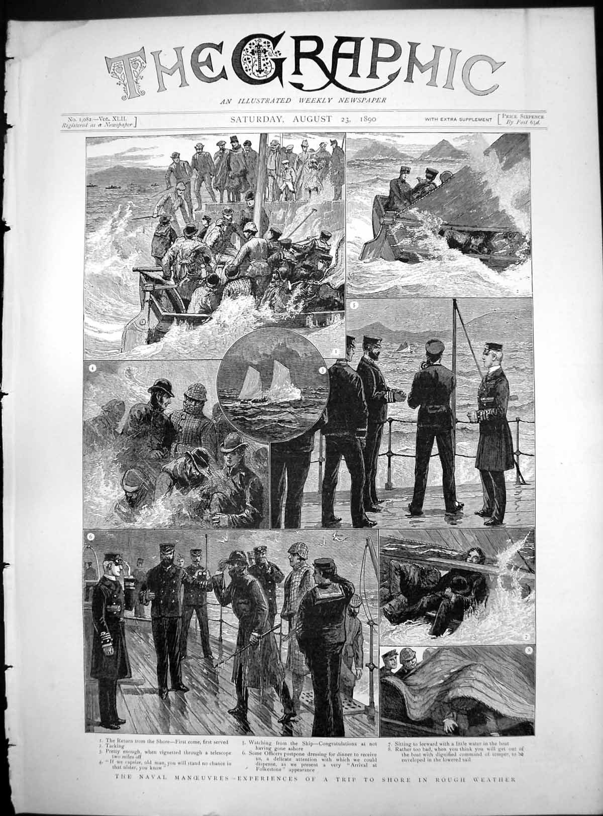 Old Naval Manouevres Experience Trip To Shore Rough Weather Tacking 1890 19th