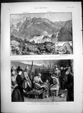 Print New Swiss Railway Ascending Monte Generoso Field Hospital Exhibit 1890