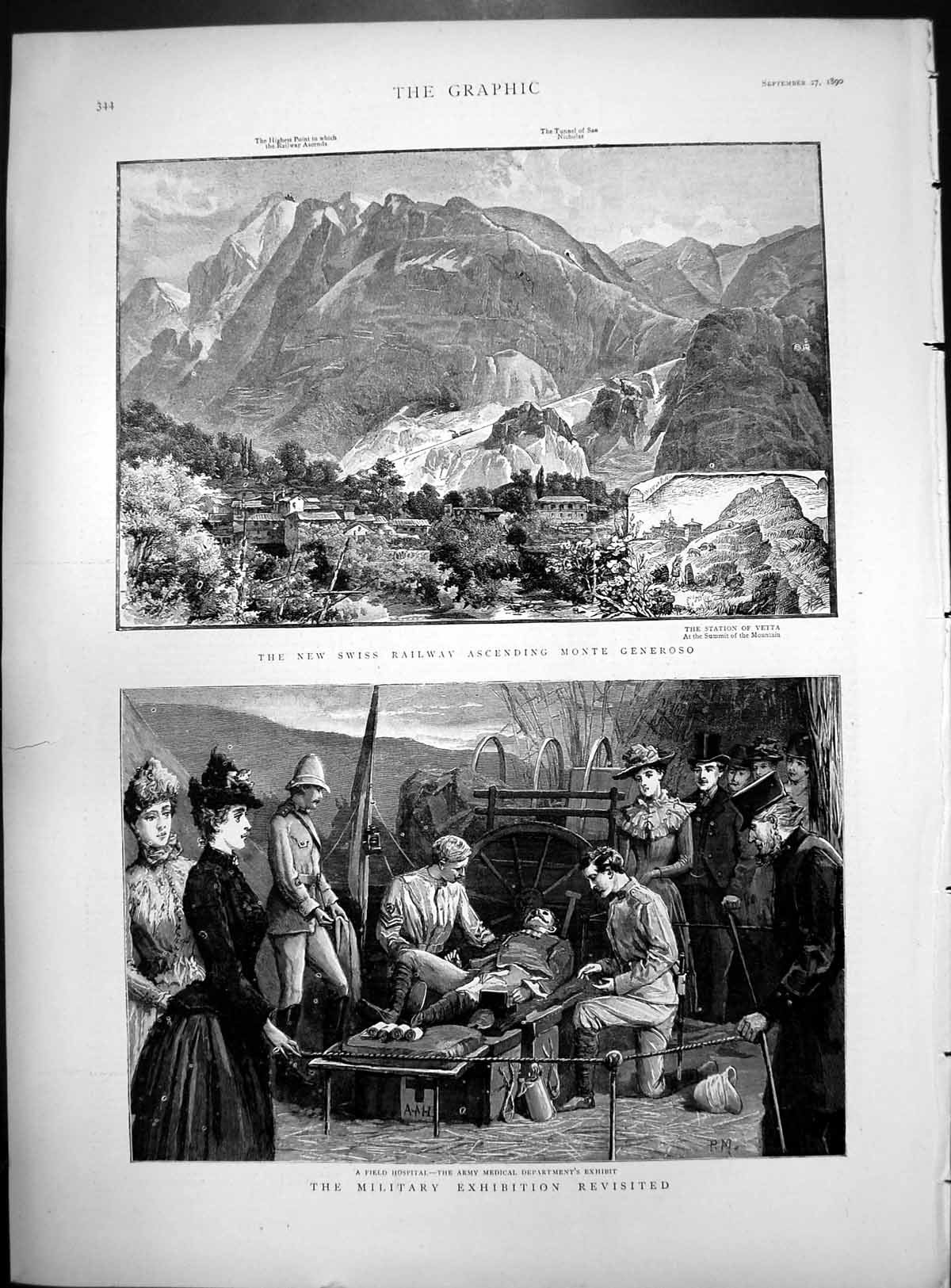 Print New Swiss Railway Ascending Monte Generoso Field Hospital Exhibit 1890