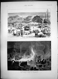 Old Great Fire Salonica Homeless People Camping View Near Mosque 1890 Victorian