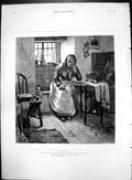 Antique Print Alone After Walter Langley Elderly Woman Bellows Despair 1890