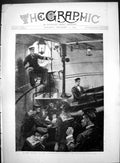 Antique Old Print Turret HMS Conqueror Loading Forty Five Ton Guns Crew 1890
