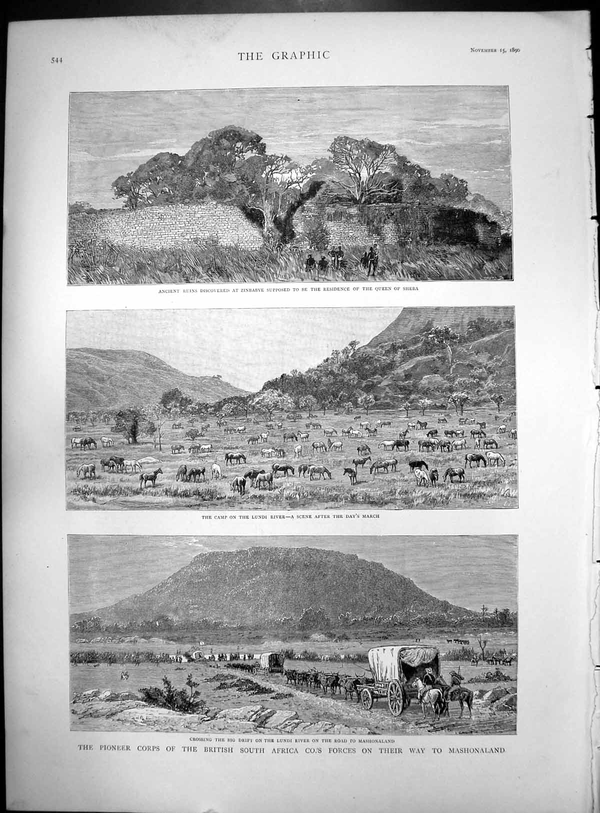 Old Print Pioneer Corps British South Africa Co'S Forces Mashonaland 1890 19th